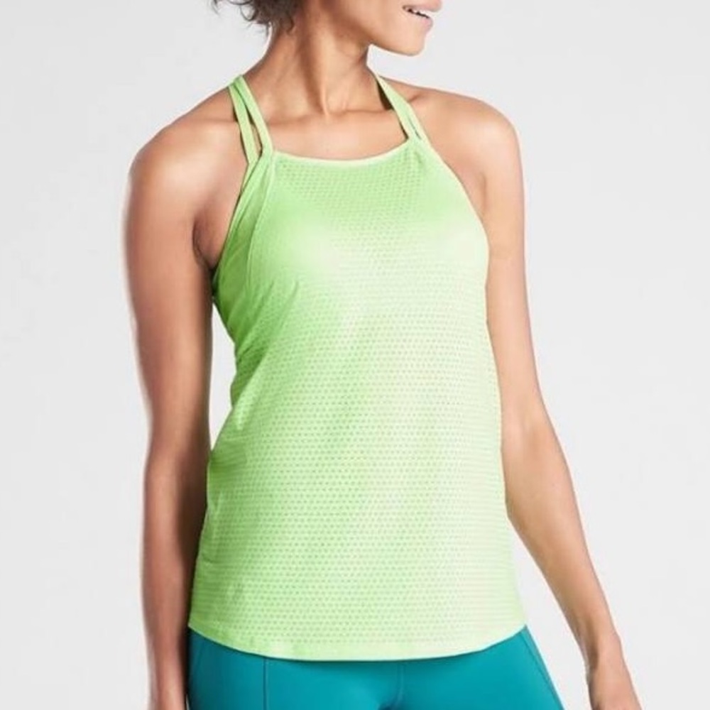 Athleta lime green mesh chi tank